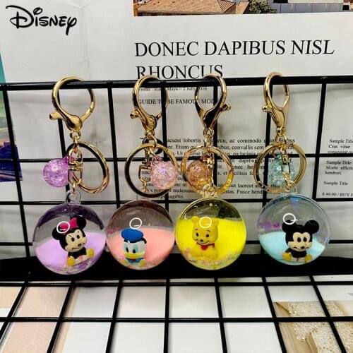Disney Ball Keychain Pendant Doll Mickey Mouse Minnie Donald Duck Winnie The Pooh Fashion Cute Keychain for Women Small Gift