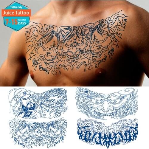 Chest sexy tattoo sticker men women juice lasting tempory tattoos large body art painting waterproof tattoo fake tribal totem