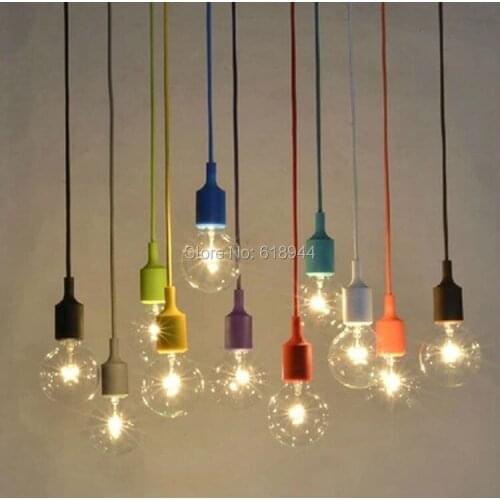 Hot Sale high quality eco-friendly multicolour silica gel lamp holder single pendant lights lamp DIY lamps hanging lights