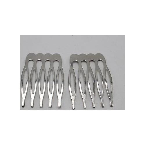 20 Silver-plate Tone Blank Metal Hair Comb 26mm with 5 Teeth For Bridal Hair Accessory