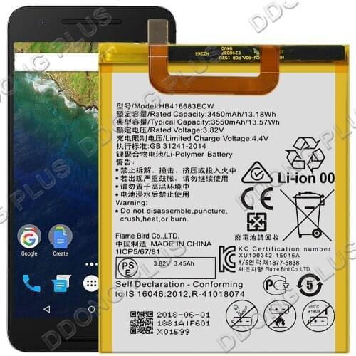 HB416683ECW Battery For Huawei Google Nexus 6P H1511 H1512 Battery Replacement Repair Part