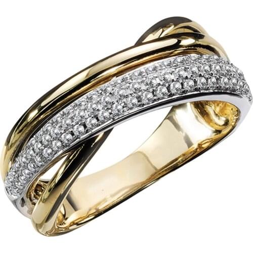 Huitan Hot Selling Cross Rings Bridal Wedding Engagement Party Fashion Jewelry Dazzling Crystal Zircon High Quality Women Rings