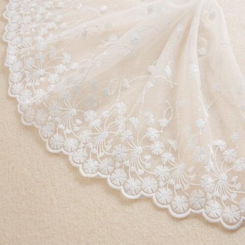 3meter/lot Wide 31CM Organza lace trim embroidered flower veil hair hat wedding diy material X224