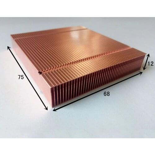 Fast Free Ship Pure Copper Cooling fins finned 68*75*12mm DIY Lengthening or shortening Custom Cooling fin Heatsink