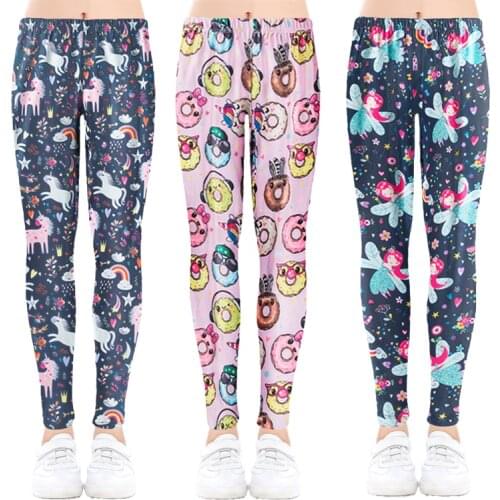 Girls Floral Leggings Kids Skinny Cartoon Print Animal Stretch Pencil Pants Autumn Thin Pants Children Unicorn Trousers Leggings