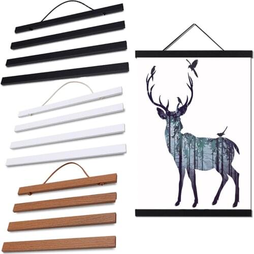 Magnetic Poster Hanger Frame Teak Wooden Hanger Frame Natural Painting Photo Frame Canvas Wall Art Craft Frame Art Hanger