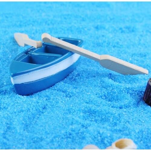 DIY Resin Model Small Blue Boat Figure with Paddles for DIY Layout Scenery Microlandschaft Decoration Ornament Crafts Sand Toys
