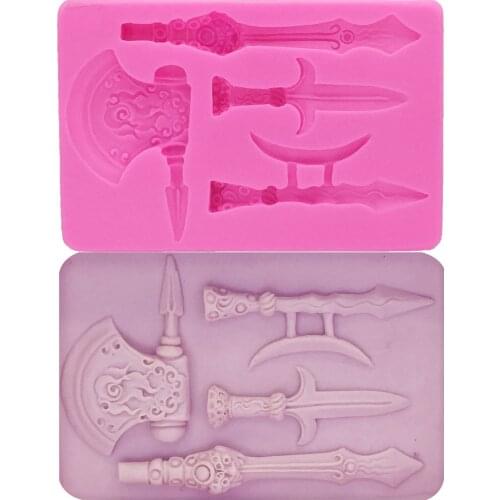 M0524 DIY Sword Ax Knife Cake mold Silicone Baking Tools Kitchen Accessories Decorations For Cakes Fondant Mold