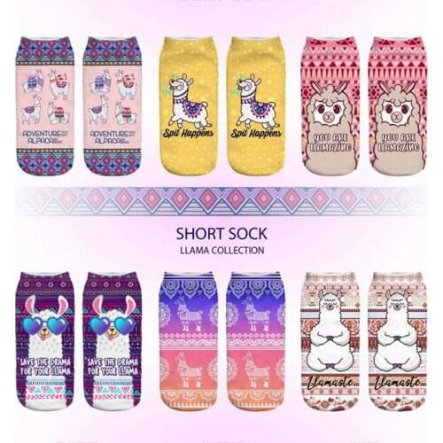 3D Digital Printing Alpaca Female Socks Adult Invisible Socks Magic Socks Ankle Socks 3D Printing Socks For Female