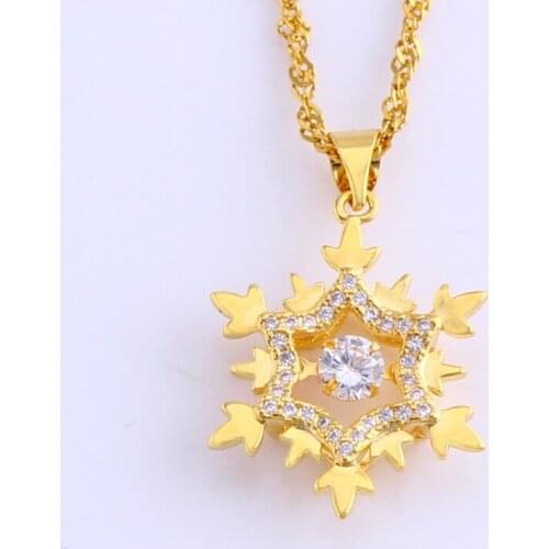 New Rhinestone Gold Copper Material Snowflake Shape Pendant DIY Jewelry