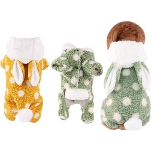 Pet Clothes Dog Winter Hoodie Cat Rabbit Ears Four Foot Hooded Fluffy Thickened Warm Costume Clothes for Small Dogs Puppy
