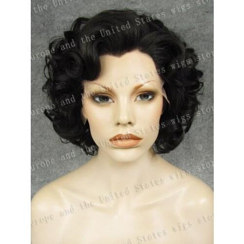 Marilyn Monroe Wig Short Bob Black Grey Silver Brown Synthetic Heat Resistant Fibre Curly Lace Front Fashion Cosplay