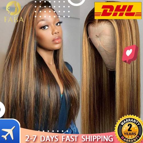 Highlight Lace Front Straight Hairline with Baby Hair Wigs Human Hair 4/27 Blonde Mixed Brown Human Hair Wigs for Women