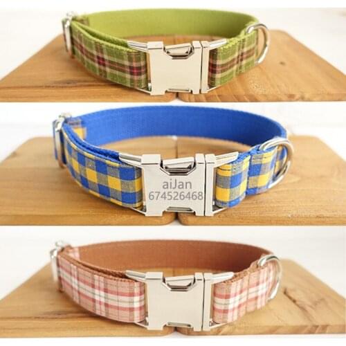 Personalized Engraved Pet Dog Collar Customized Collars Adjustable for Small Medium Large Dogs Collar with Detachable bow tie