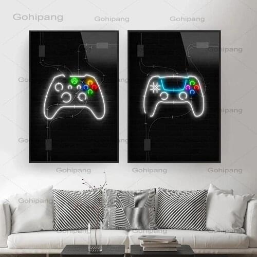 Video Gaming Room Posters Abstract Home Decoration Canvas Painting Funny Party Game Wall Art Pictures for Boys Room Home Decor