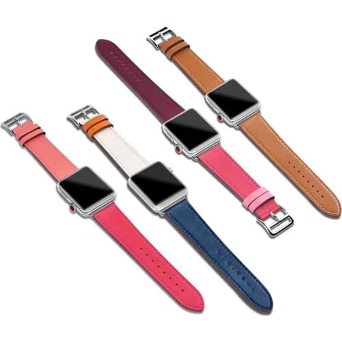 Genuine Leather Straps for Apple Watch 6 5 4 3 2 1 SE Belts 44mm 40mm 42mm 38mm Serie Loops Bracelets Wrist Man iWatch Bands On