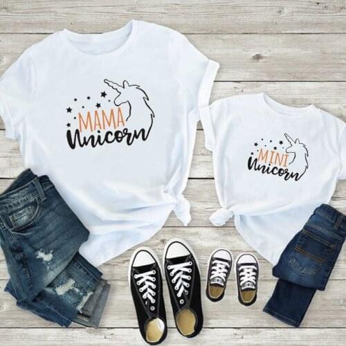 Shirts Summer Mommy and Me Kids Tops Tees Cute Family Matching Clothes Mama Unicorn Mini Unicorn Mother and Daughter Clothes