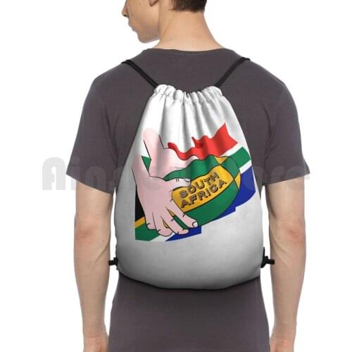 South Africa Rugby Backpack Drawstring Bag Riding Climbing Gym Bag Rugby Footy Football Rugby Union South Africa South