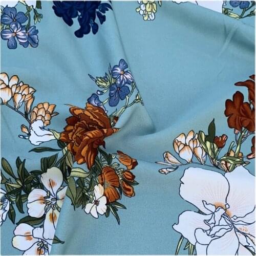 Width 57" Thickened Draping Comfortable Printed Chiffon Fabric By The Half Yard For Dress Cheongsam Shirt Material