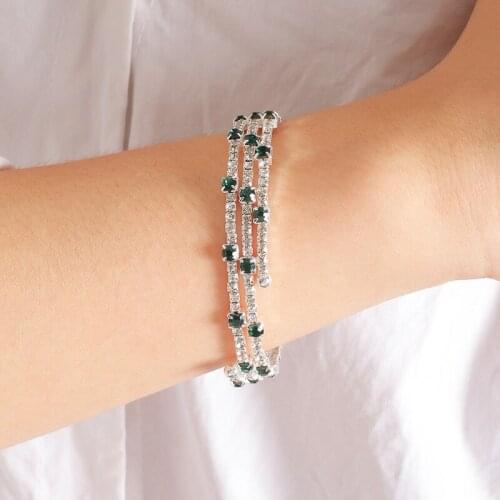 Japanese and Korean Style Ladies Jewelry Temperament Popular Multicolor Rhinestone Bracelet Bracelet Fashion Sweet Accessories