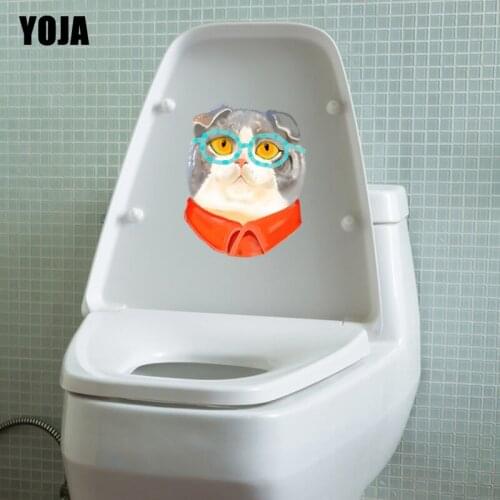 YOJA 18.1*22.4CM Cats With Glasses Wall Sticker BedRoom Home Decoration Toilet Decal T3-0460