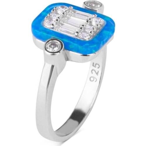 Women Blue Silver Ring Multi Stone Women Accessories European Charms Solid 925 Sterling Silver Made in Turkey