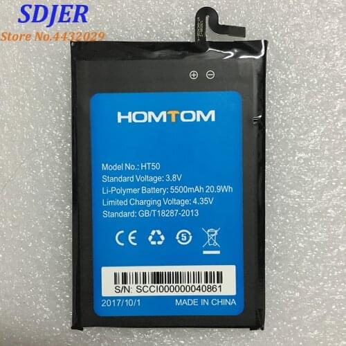 100% Original HOMTOM HT50 Battery Replacement 5.5inch 5500mAh Backup Batteries Replacement For HOMTOM HT50 Smart Phone