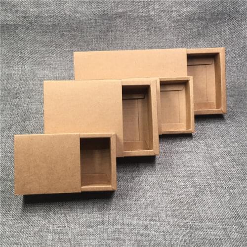 30Pcs/Lot DIY Multi Size Vintage Kraft Paper Drawer Box For Happy Birthday Party Holiday Cake Hold Storage Container Boxes Case
