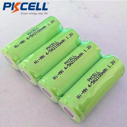 4pcs PKCELL 1.2V 4/5A 2100mAh NiMh Rechargeable Batteries Flat Top For Soldering