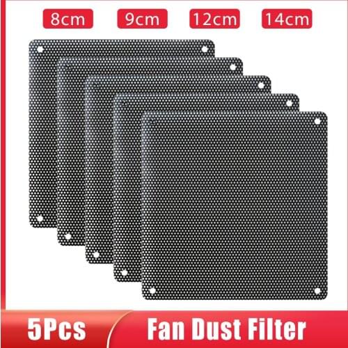 5PCS 80mm 90mm 120mm 140mm Cuttable Black PVC PC Fan Dust Filter Dustproof Case Computer Mesh Cooling Ultra Fine Dustproof Cover