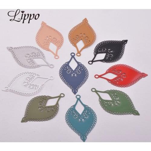 50pcs AB4279 25*46mm Necklace Shape charms Matte Silver Color Rose Gold Earring Pendant Findings For Woman Bijoux Geometric