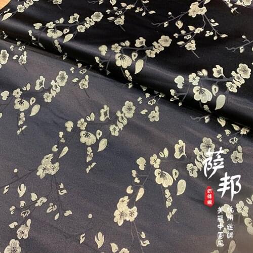 50cm * 75cm / Piece, Wintersweet Silk Blended Cloth,Clothing,Cheongsam,Table Flag,Curtain, Pillow Fabric, DIY Handmade Material