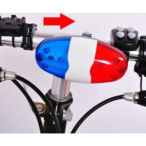 Bicycle Accessories 6 LEDs 4 Tone Sounds Bicycles Bell Police Car Light Electronic Horn Siren for Kids Bike Scooter AL YS-BUY
