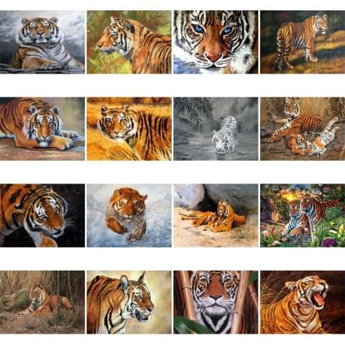 Tiger 5D DIY Full Round Square Diamond Painting Home Decoration Carnivore Mosaic Sticker Diamond Embroidered Wall Art Picture