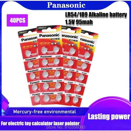 40pcs 1.55V Panasonic AG10 Button Battery LR1130 389 SR1130 189 LR54 Cell Coin Alkaline Batteries SR54 389 For Watch Toys Remote