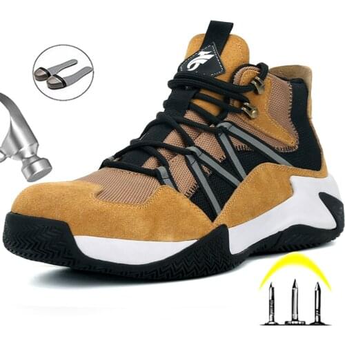 Work Safety Boots Cow Suede Safety Shoes Men Indestructible Work Boots Anti-static 6kv Work Shoes Anti-puncture Industrial Shoes