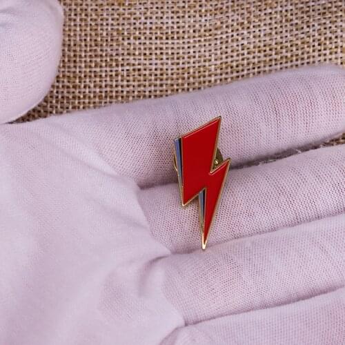 Lightning Bolt enamel pin Bowie inspired brooch