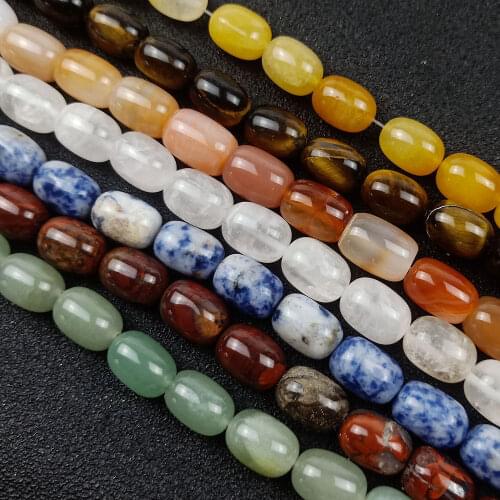 10x14mm Natural Stone Barrel beads For Jewelry Making Loose Cylindrical Crystal Agates Stone Tiger Eye Beads Strand 15