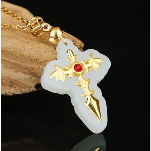Colgante Jade Pendant Necklace for Men Women Unisex Jade Pendants Cross Jewelry Men