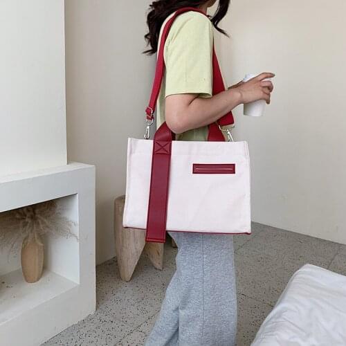 Canvas Shoulder Bag Female Fashion Large Capacity Solid Handbags 2021 New Summer Womens Casual Crossbody Bag Small Square Bags