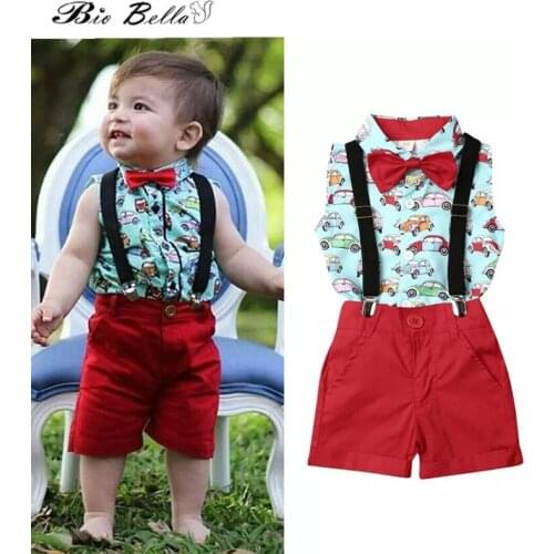Baby Boy Clothing Set Summer 2021 New Style Boys Infant Kids Summer Clothing 2Pcs Sleeveless Tops+Belt Pants Baby Kids Outfits