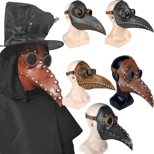 Plague Doctor Mask Leather In Black Beak Mask Plague Doctor Halloween Mask Steampunk PU Birds Cosplay Doctour De Peste