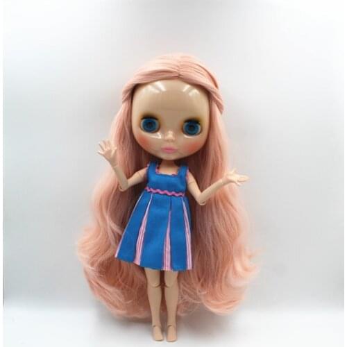 Blyth doll Nude Dolls Light Pink Straight Joint Body Dolls Transparent Skin Face Shell 19 Dolls DIY Dolls Can Change Makeup