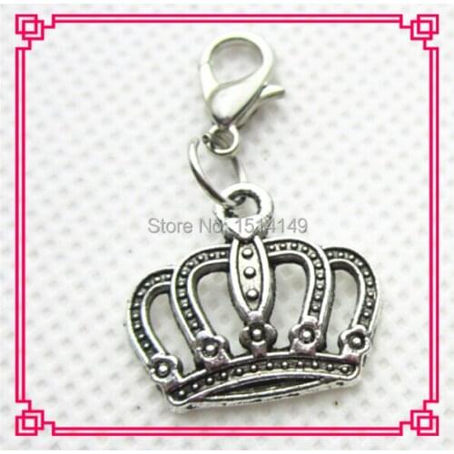 Hot selling lobster clasp crown dangle charms for floating lockets charms diy jewelry
