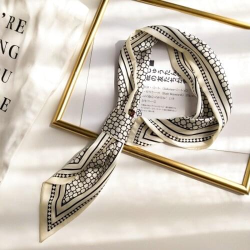Small Silk Scarf Spring Autumn Korean Fashion Small Plaid Perforated Small Neckerchief women