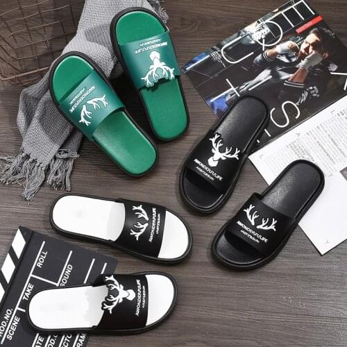 Trendy Fashion Couple Deer Head Slippers Summer Outdoor Beach Sandals Thick-soled Non-slip Bathroom Womens Slipper Flip Flops