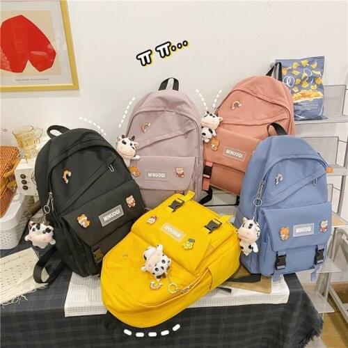 Fashion women Backpack Nylon Cute School Bag for girls Harajuku Kawaii Student Book Bags Simple Casual Lady Backpacks 2021
