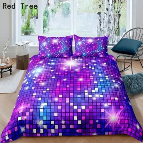 Colorful Glitter Grids Bedding Set Duvet Cover Trendy Bed Spreads Girls Comforter with Sparkle Sequin Modern Bling Bedroom Decor