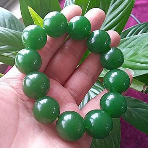 Genuine Natural Green Jade Bracelet Women Men Fine Jewelry Bangle Real Jades Stone Beads Elastic Beaded Bracelets Jewellery Gift
