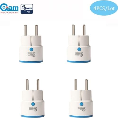 Neo 4PCS/lot Z Wave Plus Mini Smart Power Plug Home Automation Zwave Outlet Z Wave Range Extender Energy Monitoring Smart Plug